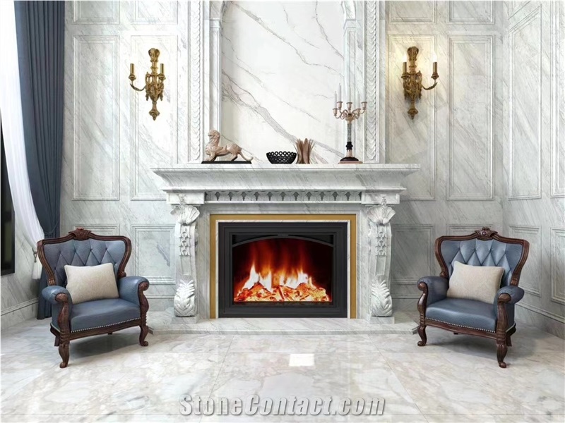 Marble Indoor Fireplace Mantel