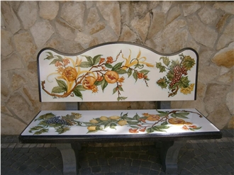 Pietra Lavica Lava Stone Hand Painted Garden Benches