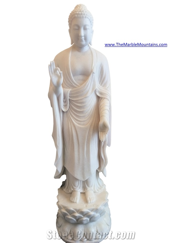 Viet Nam Crystal White Marble Stone Buddha Sculpture