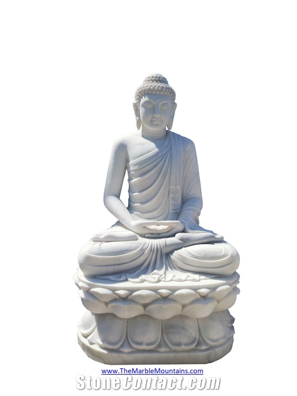 Viet Nam White Marble Buddha Sculpture - Tu Hung Stone Arts