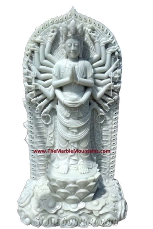 Viet Nam White Marble Buddha Sculpture - Tu Hung Stone Arts