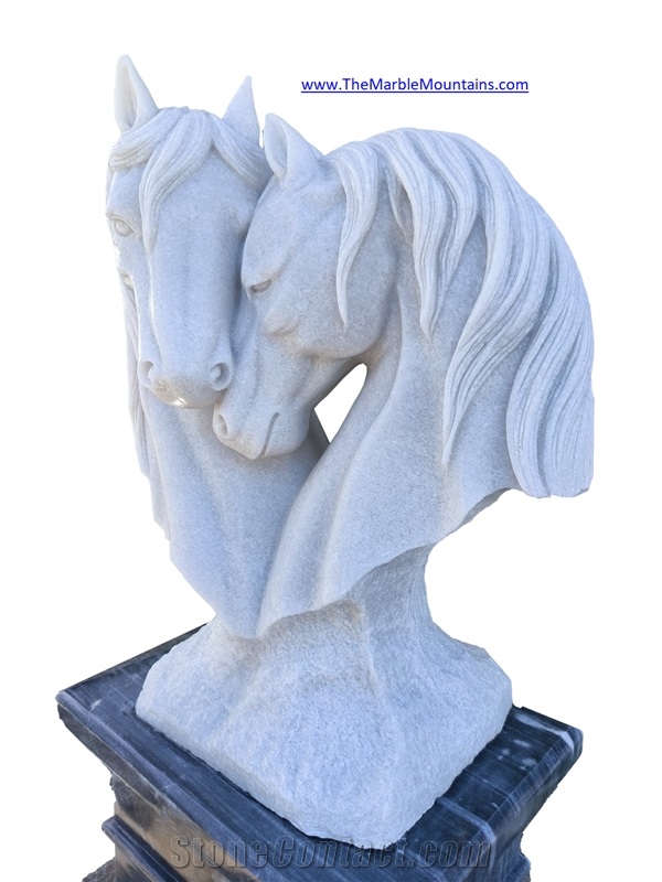 Viet Nam White Marble Horse Head Sculpture - Tu Hung Stone Arts
