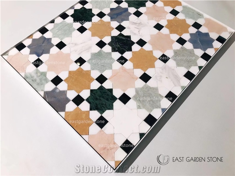 Art Deco Design Malta Marble Mosaic Tiles For Wall & Floor