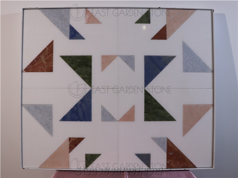 Lula Multicolor Triangle Polished Marble Mosaic Tiles