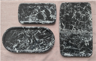 Nero Marquina Black Marble Tray Home Decor Products