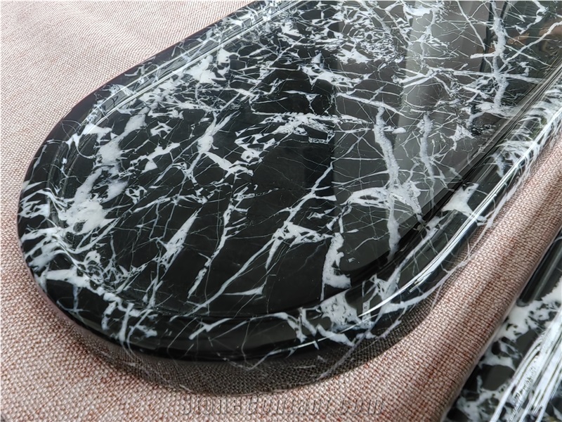 Nero Marquina Black Marble Tray Home Decor Products