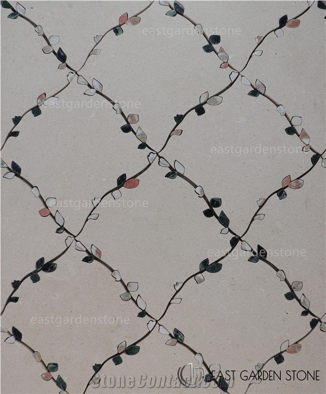 Vine Design Limestone Waterjet Mosaic Indoor Mosaic Tiles
