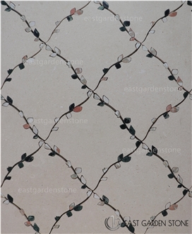 Vine Design Limestone Waterjet Mosaic Indoor Mosaic Tiles