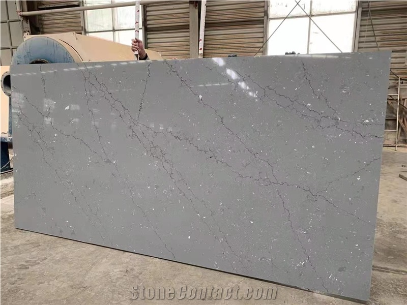 Hot-Sell Quartz Floor Walls With Grey Veins