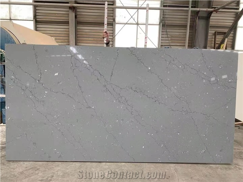 Hot-Sell Quartz Floor Walls With Grey Veins