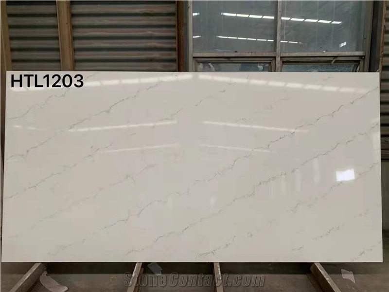 Polished White Quartz Slabs For Indoor Flooring Design