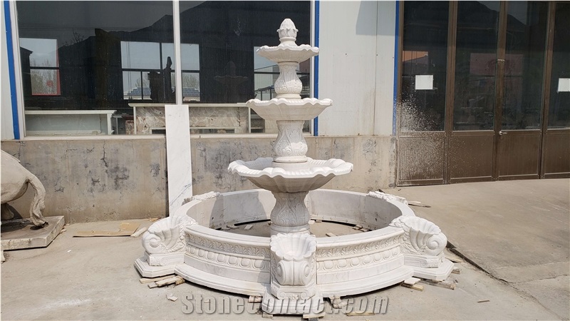 Artistic Carved Natural White Marble Fountain