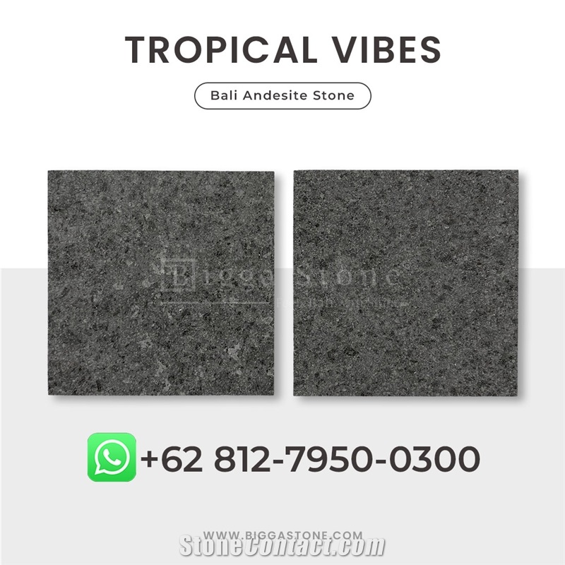 Bali Gray Andesite Stone Tiles Floor Flamed