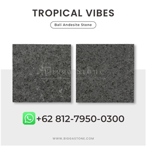 Bali Gray Andesite Stone Tiles Floor Flamed