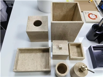 Beige Travertine Bath Accessories