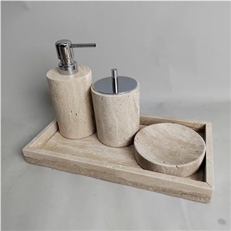 Beige Travertine Stone Bathroom Accessories