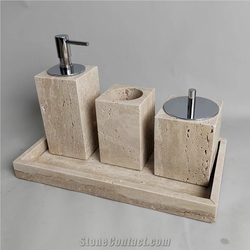 Beige Travertine Stone Bathroom Accessories