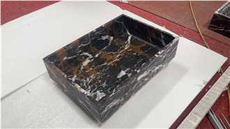 Rectangular Portoro Marble Sink