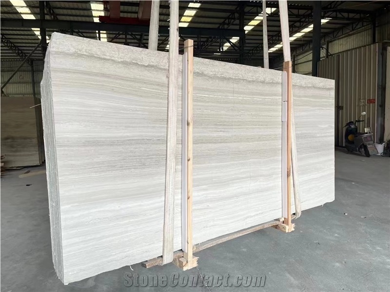 Polished White Wooden Marble Slabs For Wall