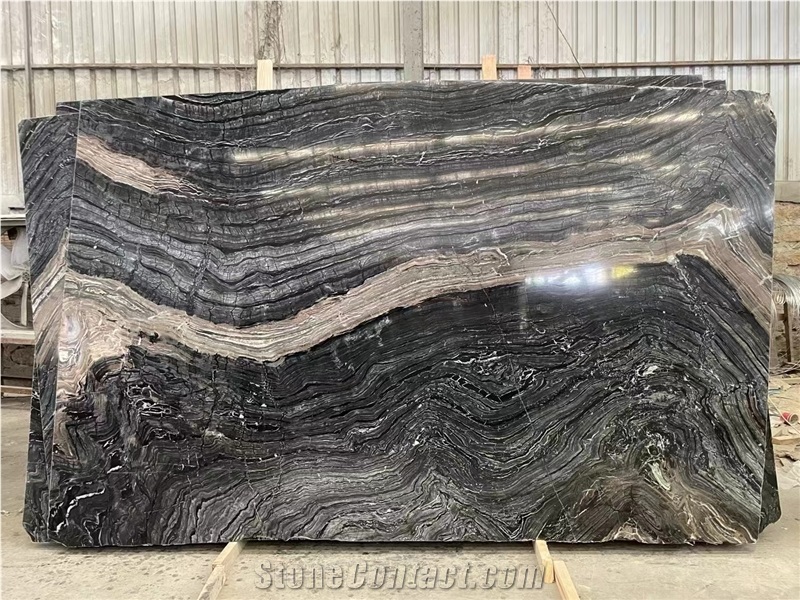 Natural Stone Black Wood Vein  Marble Slabs