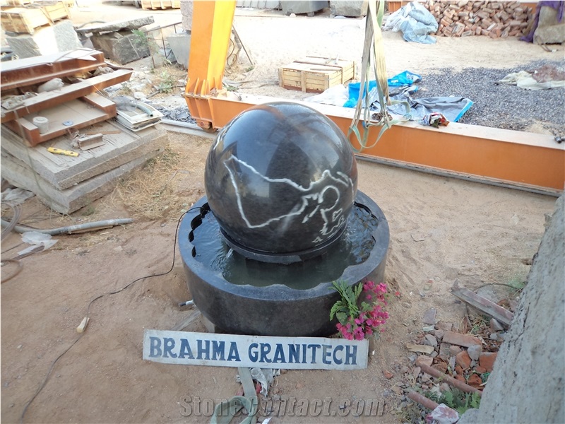 Outdoor Large Granite Stone Ball Sphere Fountain