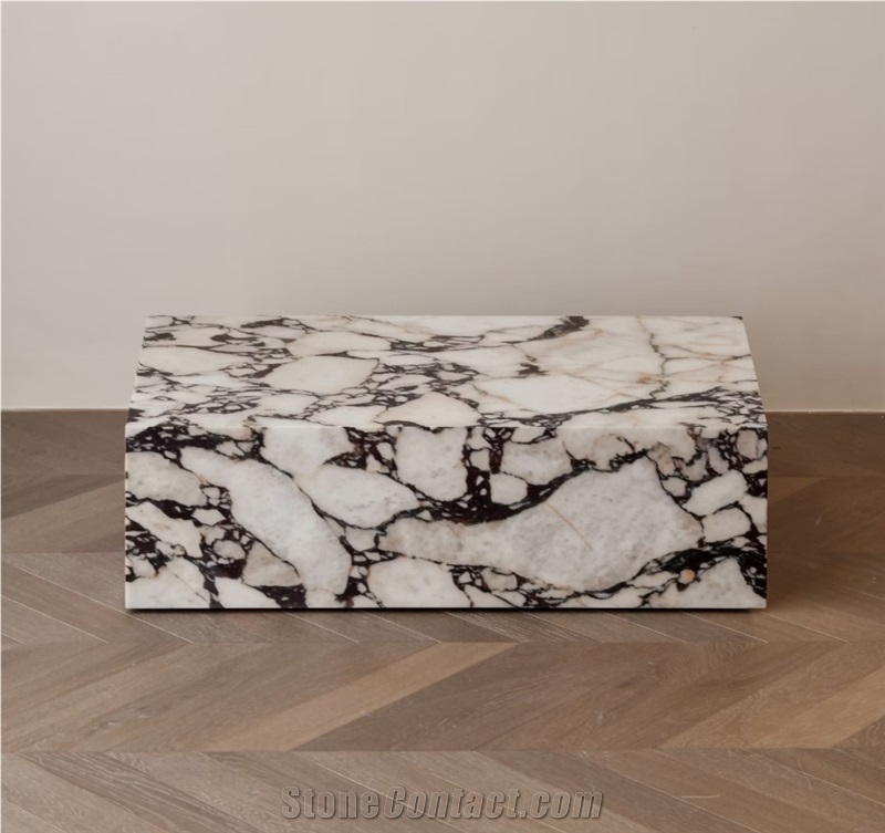 Stone Coffee Table Calacatta Viola Marble Plinth