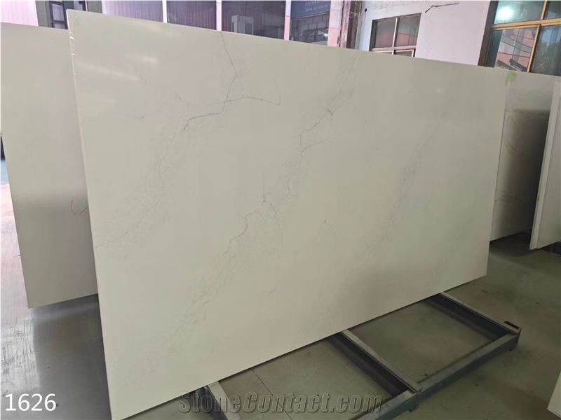 White Vein Texture Quartz Slabs Artificial Stone Tile