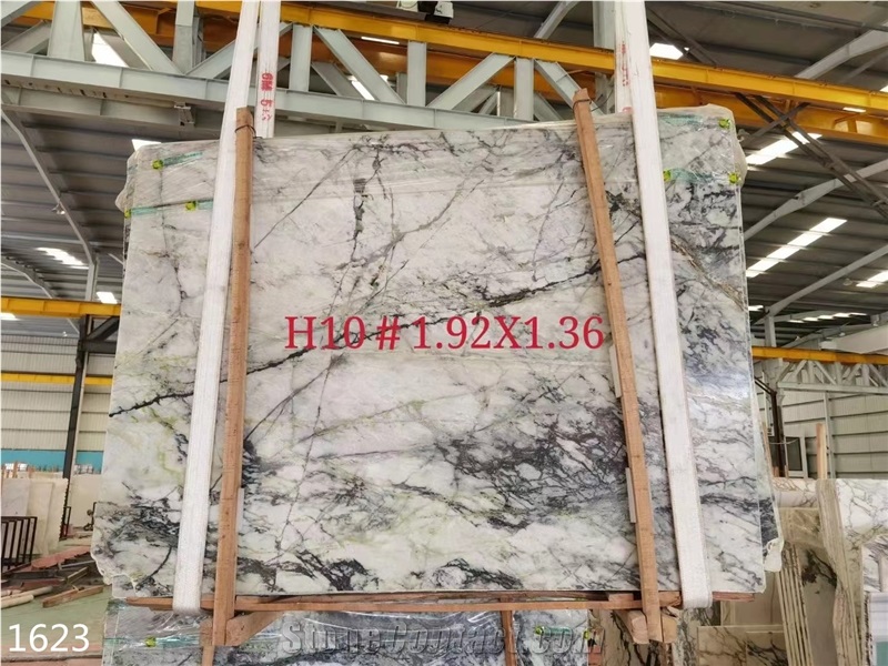 China Clivia Marble Verde White Stone Big Slab