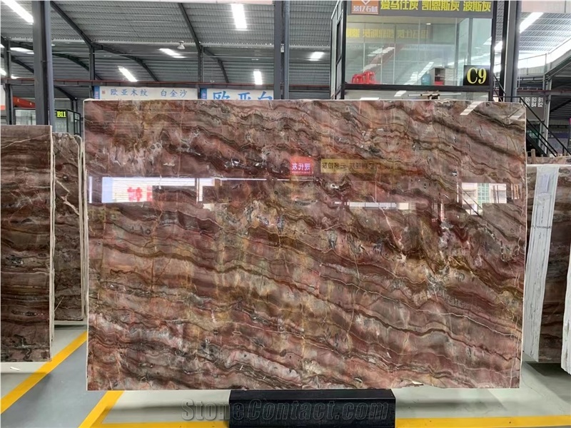 China Red Louis Agate Marble Slabs Tiles Project Floor Use