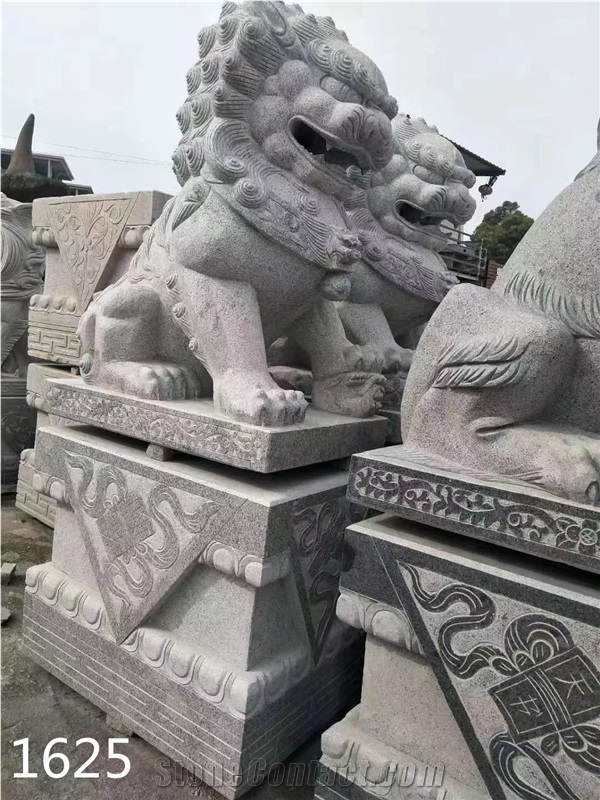 Grey Granite Stone Lion Sculpture