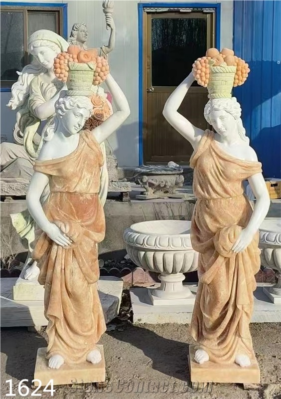 Marble Made Woman Sculpture For Outdoor Use