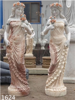 Natural Marble Human Woman Sculpture Garden Decoration