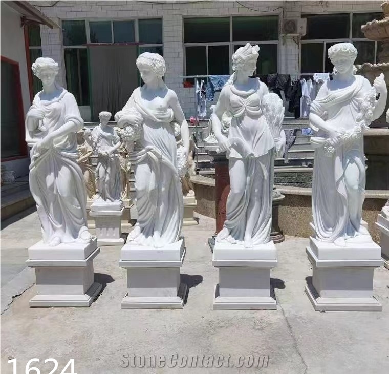 Natural Marble Human Woman Sculpture Garden Decoration