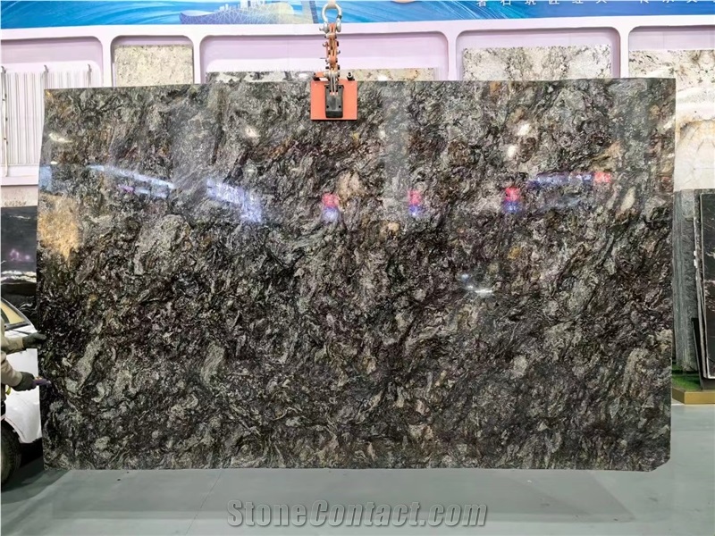 Platinum Granite Slabs Brazil Black Gold Diamond Stone Tile