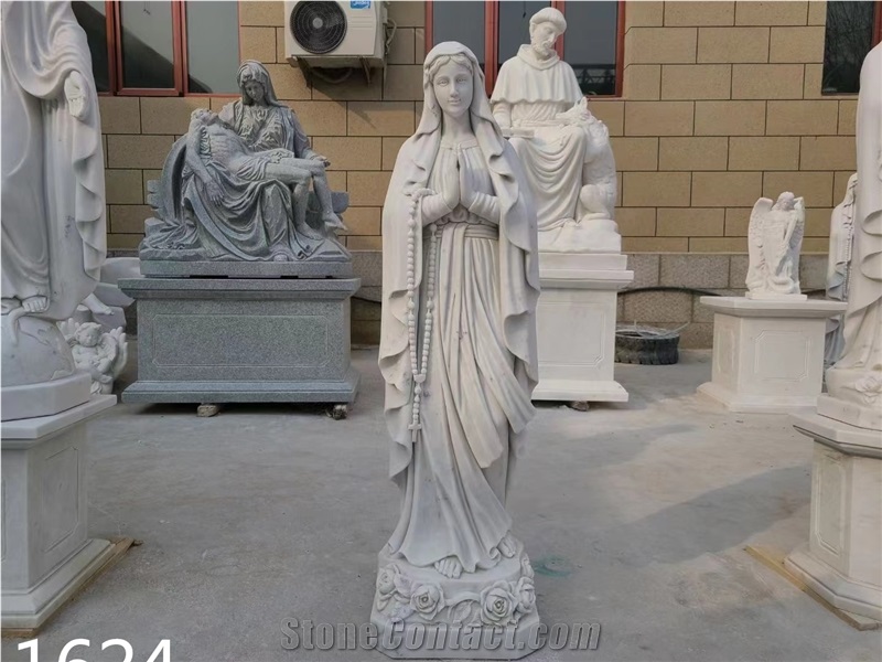 White Marble Human Goddess Sculpture Garden Use
