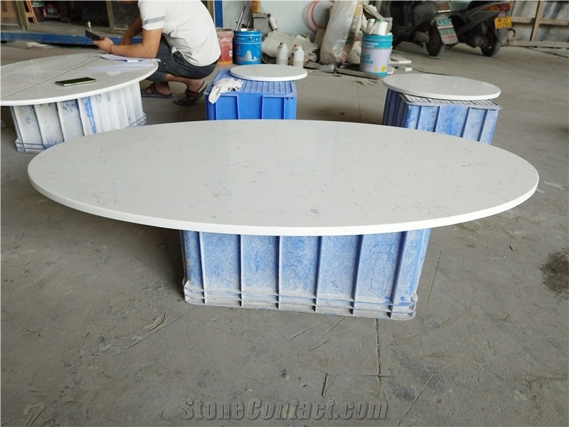 GOLDTOP 4032 Coarse White Quartz Solid Surface Table Tops