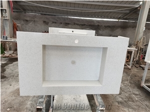 White Crystal Quartz Bathroom Sink