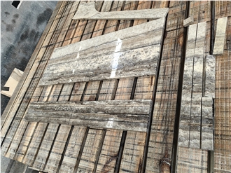 Iran Silver Grey Travertine Natural Stone Slab Tiles