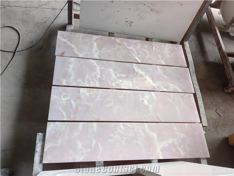 Pink Onyx Natural Stone Slab Tiles, Luxury Onyx
