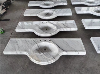 Calacatta White Marble Natural Stone Prefab Vanity Tops