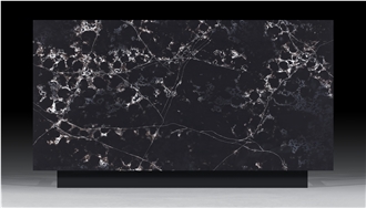 AQ9519 - Crevasse Black Quartz Slabs With White Vein