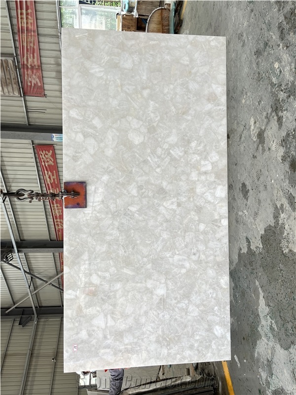 3200*1600Mm White Crystal Quartz Semiprecious Stone Slabs