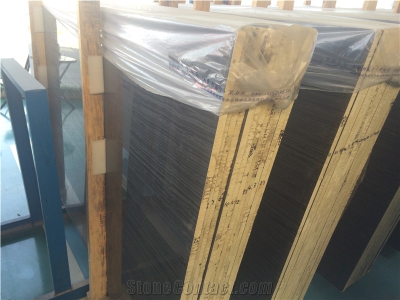 High Quality Black Wooden Marble Slabs For Bath Room Use