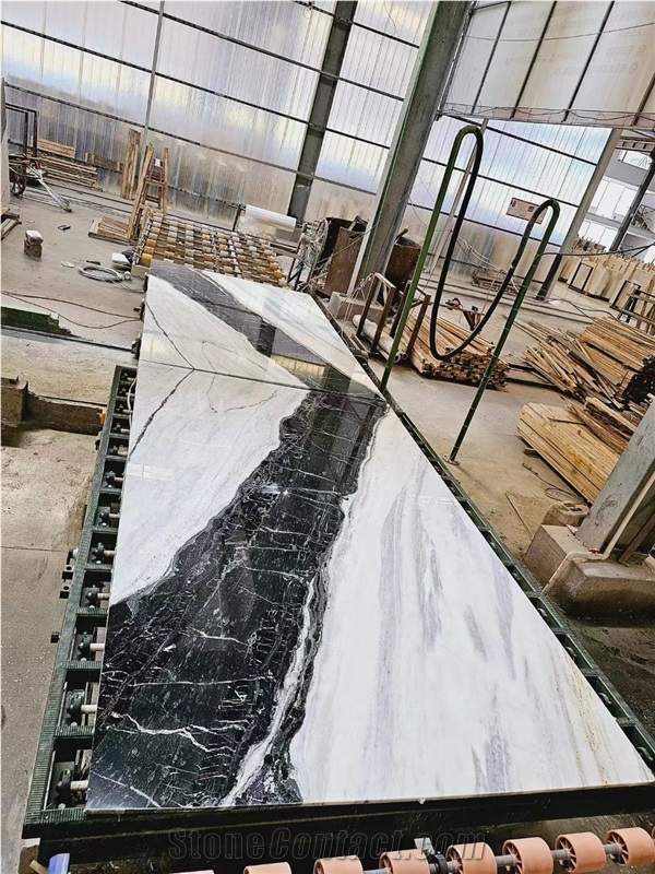 Panda White Marble Slabs For Interior Use
