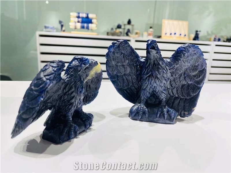 Blue Sodalite Stone Eagle Sculpture