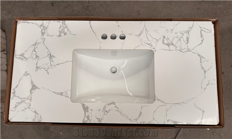 Quartz Bathroom Vanity Tops With Porcelain Undermount Sink
