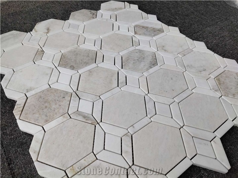 Carrara White Marble Hexagon Backsplash Mosaic