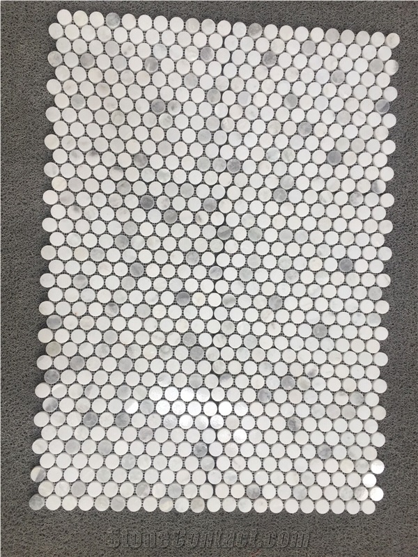Carrara White Marble Penny Round Mosaic Tiles