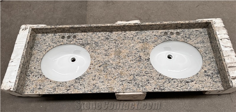 Giallo Santa Cecilia Granite Vanity Tops With Undermount Sinks