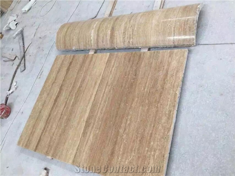 Fluted Beige Classic Travertine Slabs For Wall Facade Decor